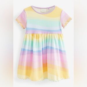Next UK Toddler Girl Rainbow Ribbed Dress Size 1.5-2 years